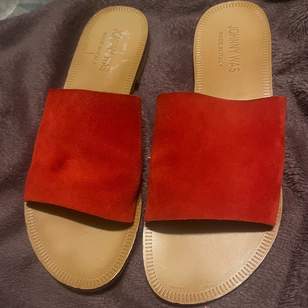 Johnny Was Camilla Suede Sandal Size 40 US 9.5 Rouge